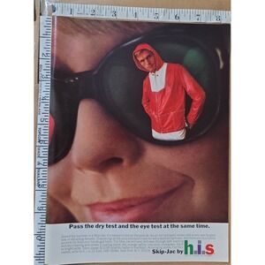 1964 HIS Skip Jac Waterproof Red White Hooded Jacket print ad